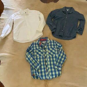 BUTTON Down LongSleeve Shirts - Boy size 8 Paper Denim&Cloth, Old Navy, Cherokee